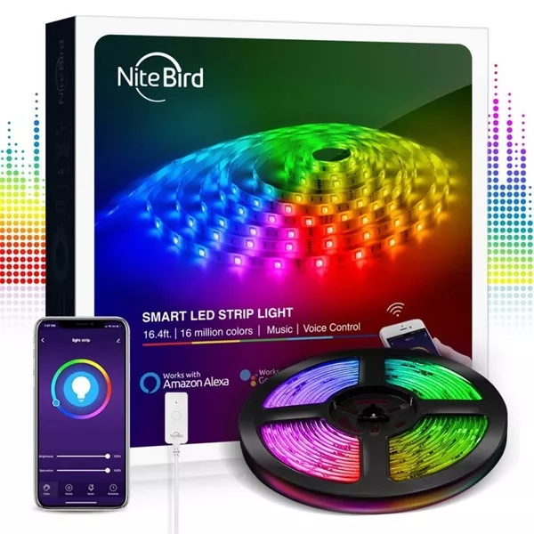 NITEBIRD SL3 Smart Wi-Fi-s RGB LED szalag 2x5m, zene és APP vezérlés