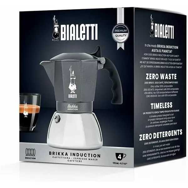 Bialetti Brikka ezüst-szürke 4 személyes indukciós kotyogós kávéfőző