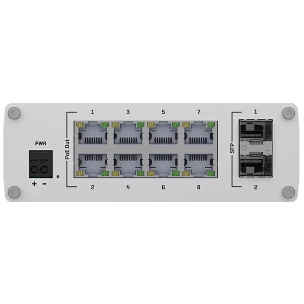 Teltonika TSW200000010 8x GbE PoE LAN 2x SFP port nem menedzselhető PoE+ switch