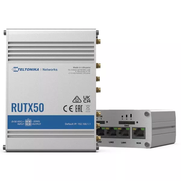 Teltonika RUTX50 4xGbE LAN 2xminiSIM 5G Dual Band Vezeték nélküli Gigabit ipari router