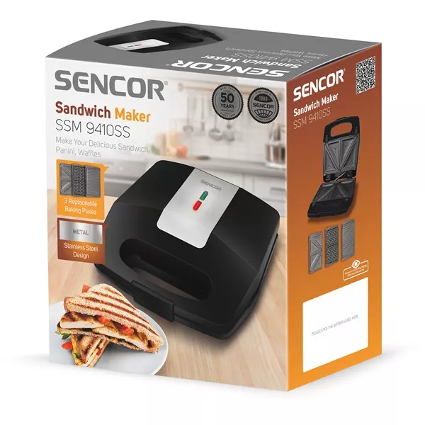 Sencor SSM 9410SS 3in1 inox-fekete gorfi - grill/panini - szendvicssütő