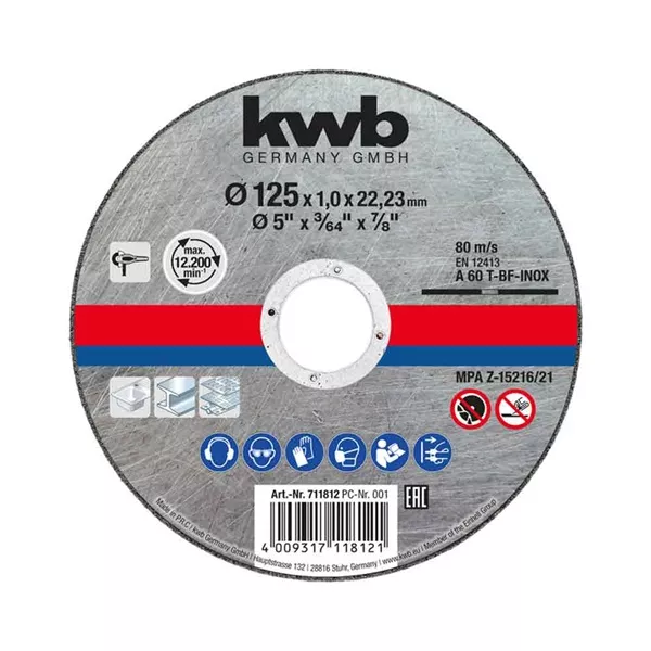 KWB 49711812 EXTRA INOX 125x22,23x1,0 mm vágótárcsa