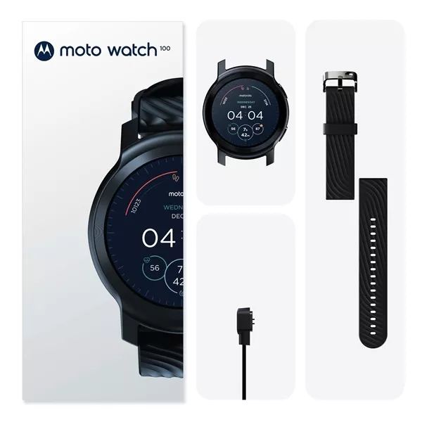 Motorola Watch 100 szilikon pántos fekete okosóra