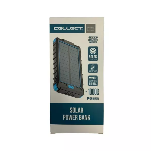 Cellect CEL-PBANKMQP32B-BKBL 10000mAh Solar fekete-kék power bank
