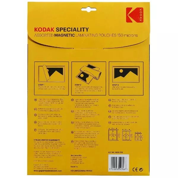 Kodak 150 micron, 10x15 cm 4 db, 13x18 cm 3 db, A4 3 db mágneses lamináló fólia
