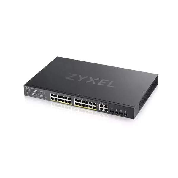 ZyXEL GS1920-24HPv2 28port GbE LAN PoE (375W) 4x GbE SFP/RJ45 Combo port L2 menedzselhető PoE switch
