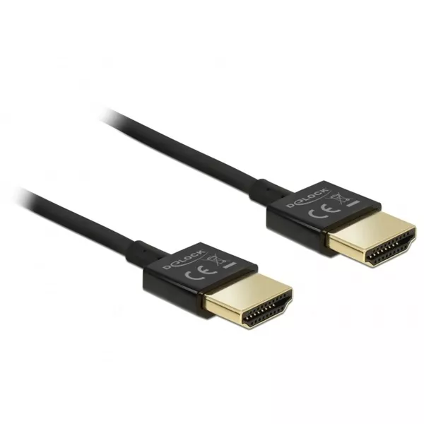 Delock 84772 Nagysebességű Ethernettel - HDMI-A > HDMI-A 3D 4K 1,5m vékony prémium kábel