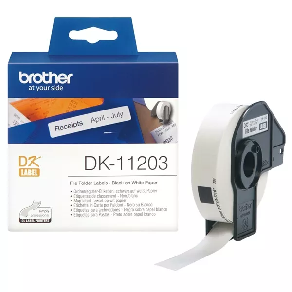 Brother DK-11203 fehér alapon fekete 17x87mm 400db címke/tekercses szalag
