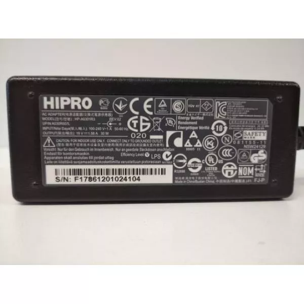 Power adapter HIPRO 30W 5,5 x 1,7mm 19V Acer