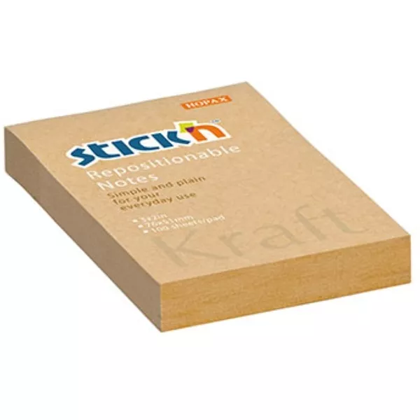 Stick`N KraftNotes 76x51 mm 100 lap öntapadós natúr újrahasznosított jegyzettömb