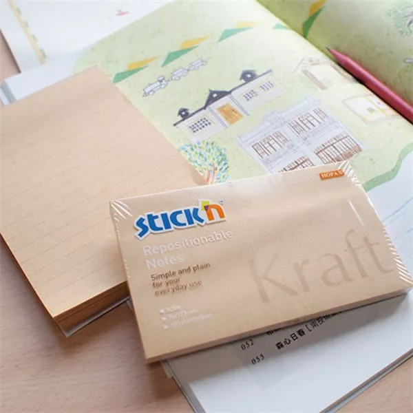 Stick`N KraftNotes 76x127 mm 100 lap öntapadós natúr újrahasznosított jegyzettömb