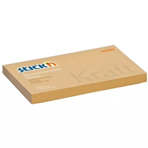 Stick`N KraftNotes 76x127 mm 100 lap öntapadós natúr újrahasznosított jegyzettömb
