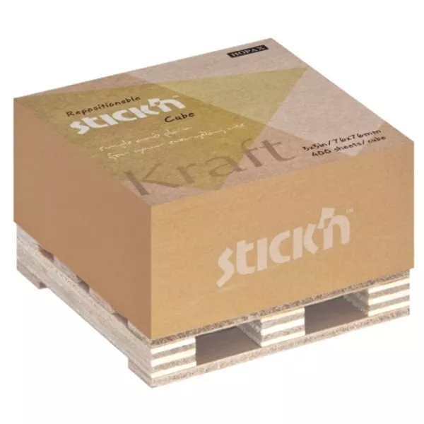 Stick`N KraftCube 76x76 mm 400 lap barna öntapadó natúr újrahasznosított jegyzettömb