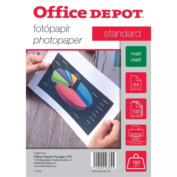 Office Depot Standard A4 180g matt 100db fotópapír