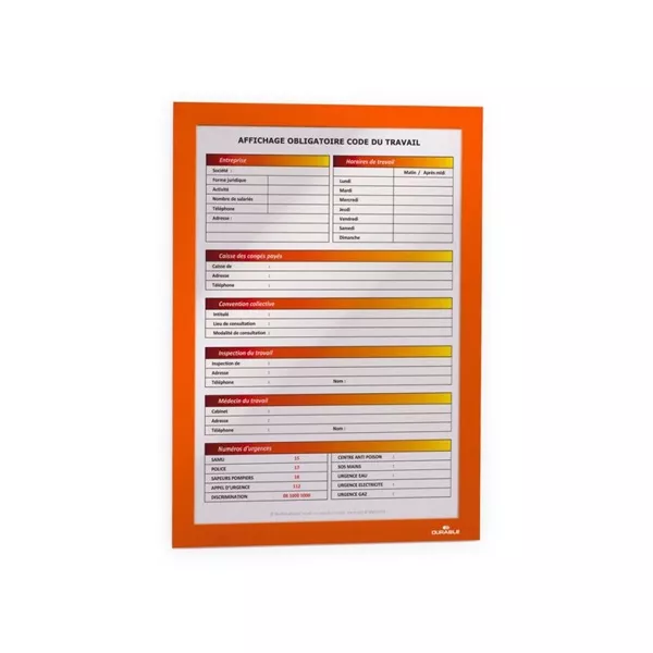 Durable Duraframe A4 2db narancssárga öntapadó információs keret