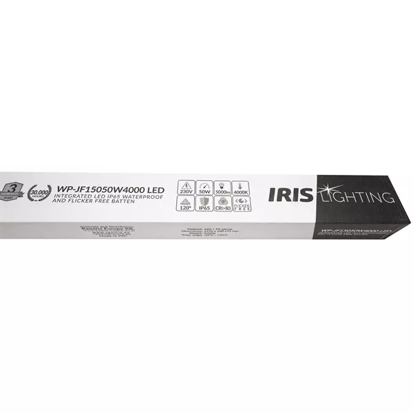 Iris Lighting JF150 integrált LED-es por-és páramentes lámpatest IP65 vibrálás mentes 50W 5000 lm 4000K