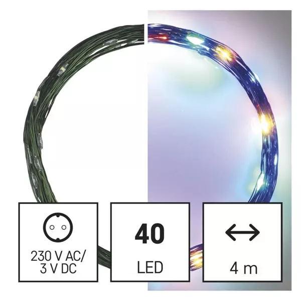 Emos D3AM01 LED 4m/40LED/kül-beltéri/időzítős/többszínű nano karácsonyi LED fényfüzér