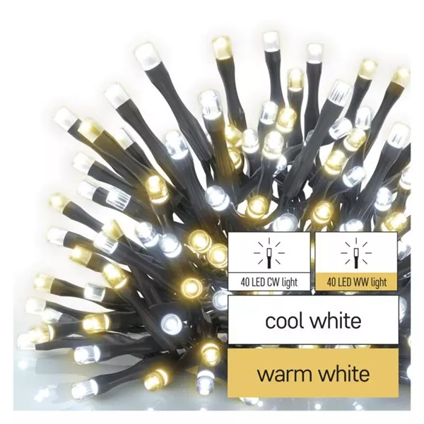Emos D4AN04 8m/80LED/kül-beltéri/időzítős/meleg/hideg fehér karácsonyi LED fényfüzér