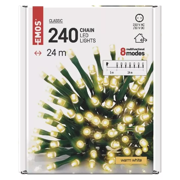 Emos D4AW08 24m/240LED/kül-beltéri/meleg fehér karácsonyi LED fényfüzér