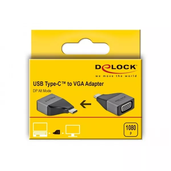 Delock 64002 USB Type-C apa > VGA anya 1080p kompakt kialakítású adapter