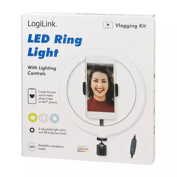 Logilink AA0151 20cm fekete LED körlámpa okostelefonhoz