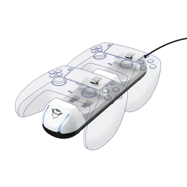 Trust GXT 251 Duo PS5 fehér kontroller töltő állomás