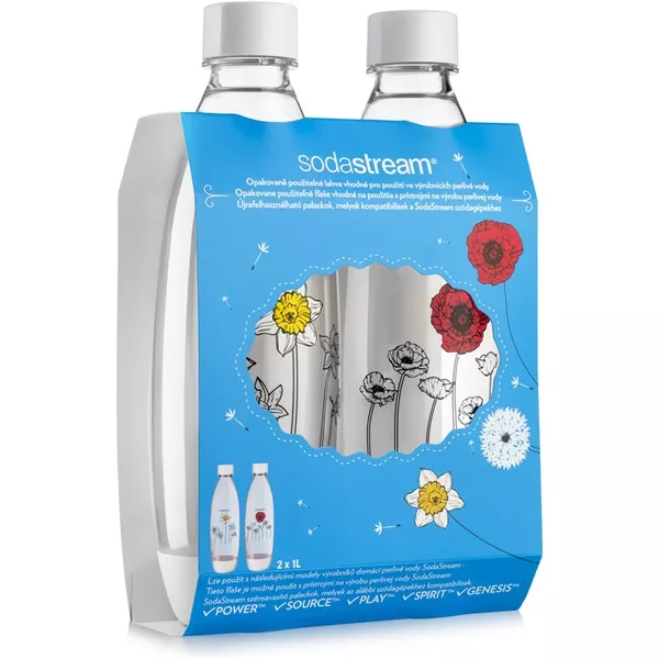SodaStream BO DUO FUSE 2x1l fehér 2 db-os szénsavasító virágos palack szett