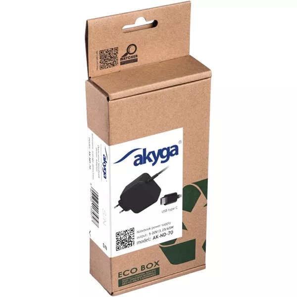 Akyga AK-ND-70 5-20V/3-3,25A/65W USB type CUniverzális notebook hálózati töltő
