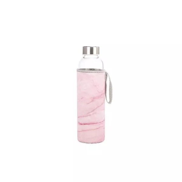 Kikkerland CU271 rózsaszín márvány tokban újratölthető vizespalack