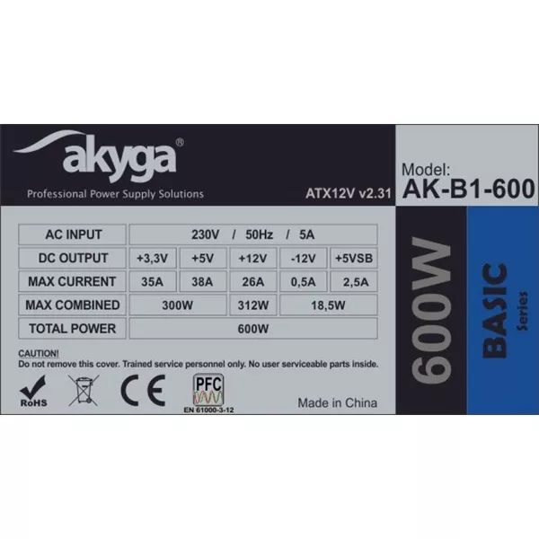 Akyga 600W AK-B1-600 Basic tápegység