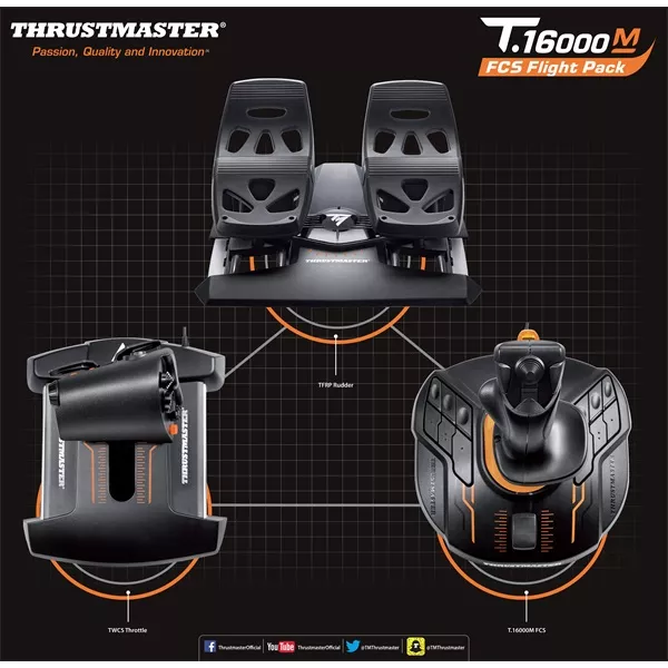 Thrustmaster 2960782 T.16000M FLIGHT PACK PC gázkar + kormány pedál + joystick