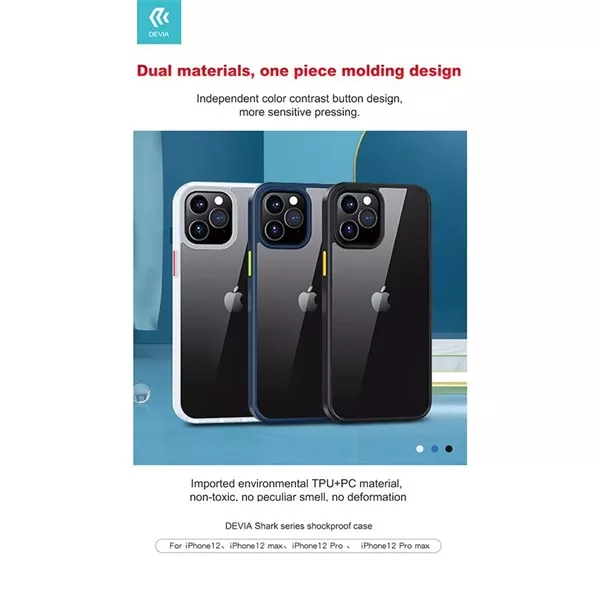 Devia ST344138 Shark iPhone 12 Pro Max kék/átlátszó ütésálló hátlap