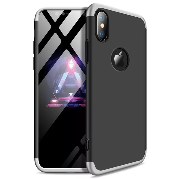 GKK GK0247 360 Full Protection 3in1 iPhone XS Max fekete/ezüst hátlap