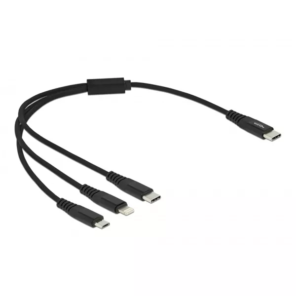 Delock 87148 30cm 3 az 1-ben USB-C - Lightning/MicroUSB/USB-C töltő kábel