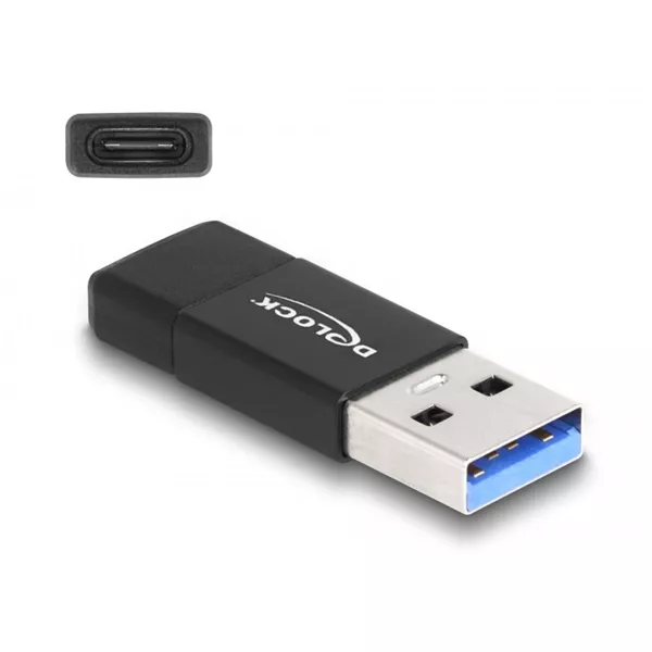 Delock 60001 USB-A 3.2 Gen2 apa - USB-C anya fekete adapter