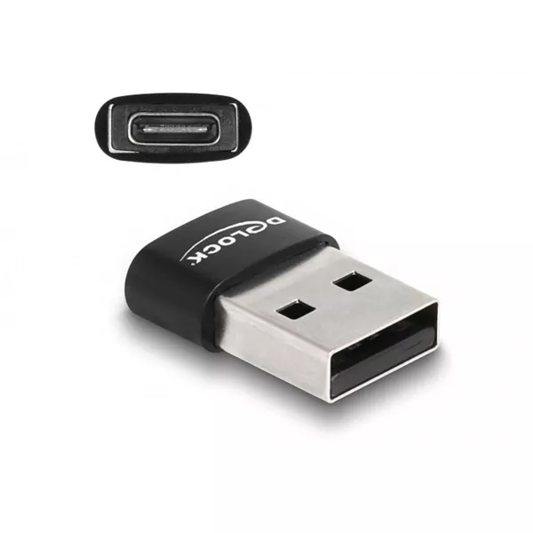 Delock 60002 USB-A 2.0 apa - USB-C anya fekete adapter