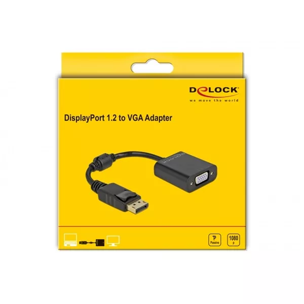 Delock 61006 DisplayPort 1.2 apa - VGA anya passzív fekete adapter