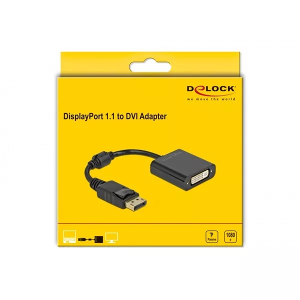 Delock 61008 DisplayPort 1.1 apa - DVI anya passzív fekete adapter