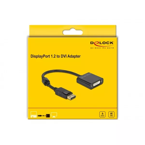 Delock 63482 DisplayPort 1.2 apa - DVI 4K anya aktív fekete adapter