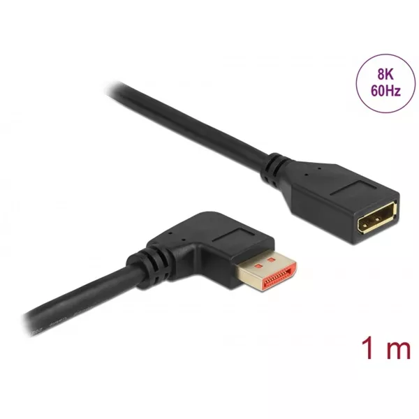 Delock 87077 1m DisplayPort 8K 60Hz anya egyenes - apa 90°-ban jobbra hajlított kábel