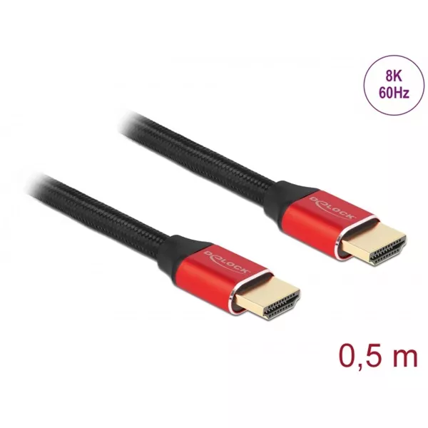 Delock 85772 50cm Ultra nagy sebességű HDMI 48Gbps 8K 60Hz piros kábel
