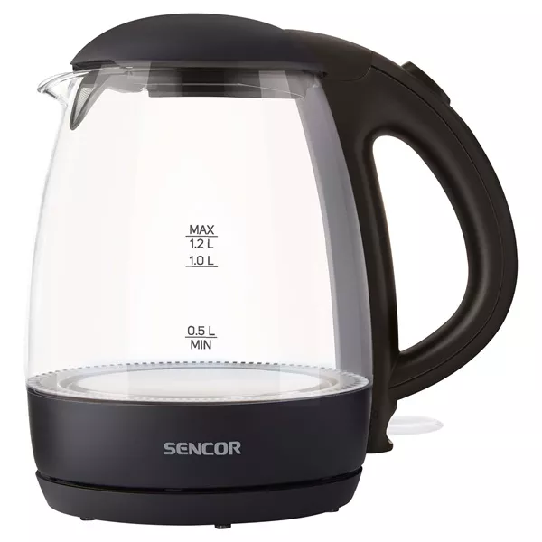 Sencor SWK 2300BK 1,2L-es fekete üveg vízforraló