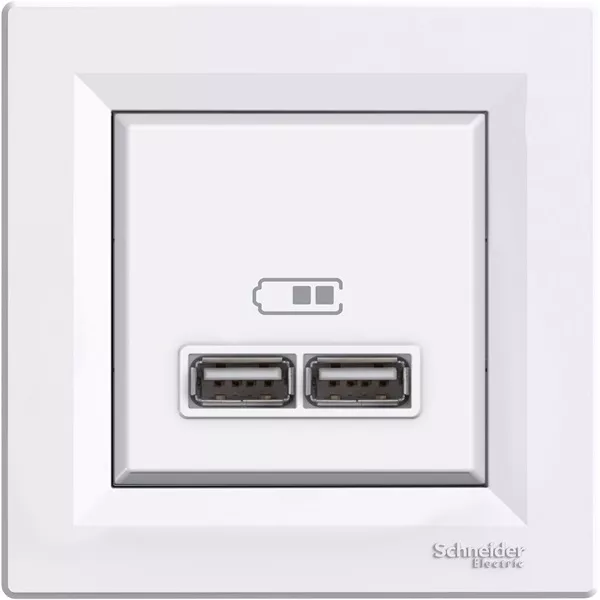 Schneider EPH2700221 ASFORA 2.1A/A+A/fehér dupla USB töltő