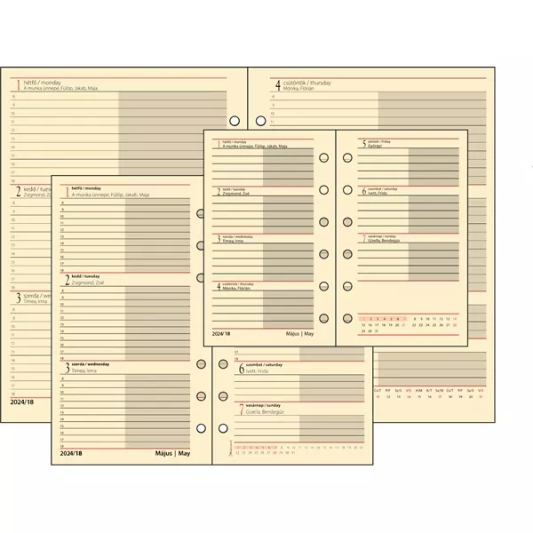 Realsystem 2/500 éves heti beosztású gyűrűs naptár kiegészítő