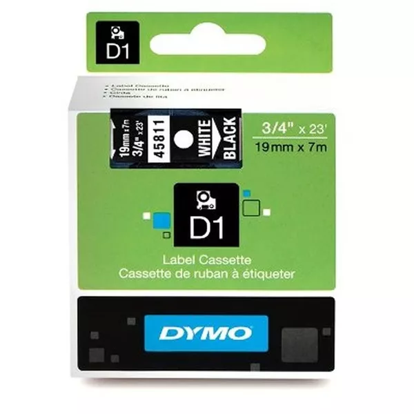 Dymo D1 19mmx7m fehér/fekete feliratozógép szalag
