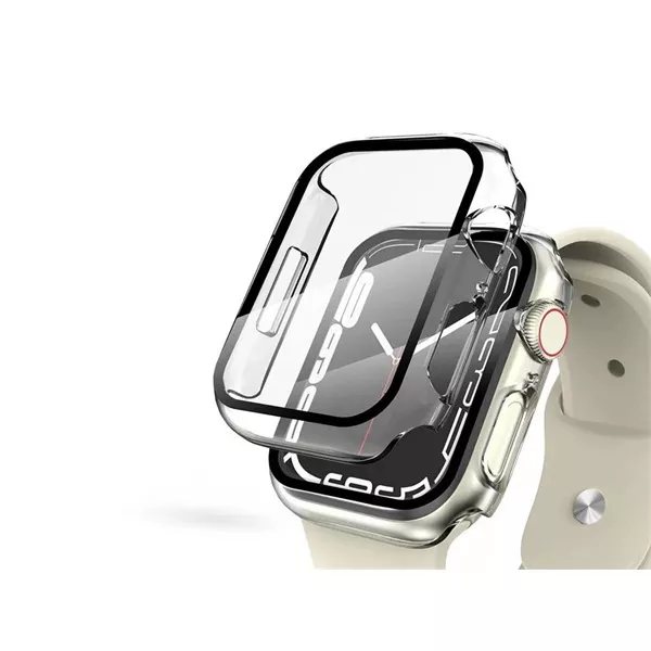 Haffner FN0288 Defense 360 Apple Watch 7 (45mm) átlátszó védőtok edzett üveggel