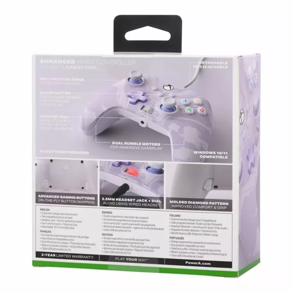 PowerA XBGP0001-01 EnWired Xbox Series X|S/Xbox One/PC vezetékes Lavender Swirl kontroller