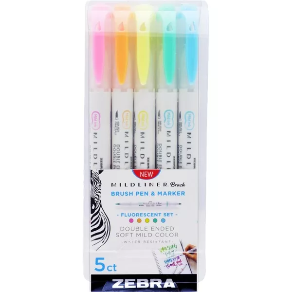 Zebra Mildliner Brush Fluorescent 5db-os kettős végű ecset marker
