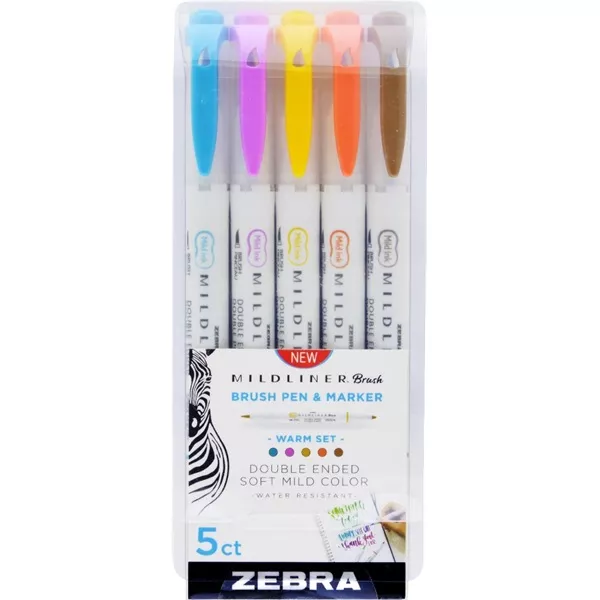 Zebra Mildliner Brush Warm 5db-os kettős végű ecset marker