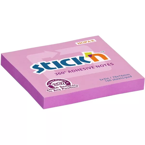 Stick`N 360° 76x76 mm 100 lap pink öntapadó jegyzettömb